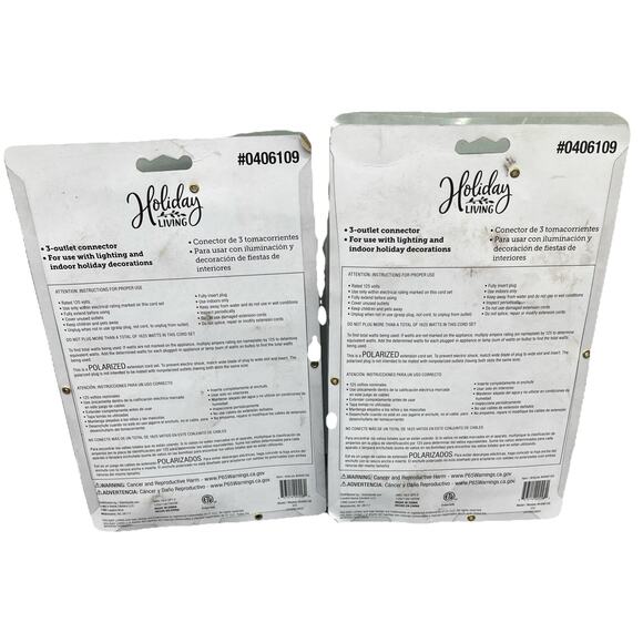 Lot Of 2 Holiday Living 3 Count Outlet Extension Cords in 6', 9' and 12'. {3}. - Picture 2 of 10